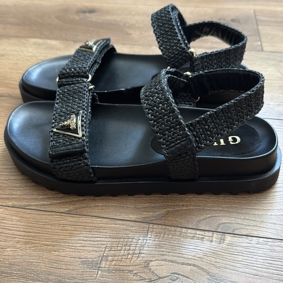 Guess Women’s Fabrisa Sandals Woven Fabric Adjustable Strap Black Size 8 - Picture 10 of 12